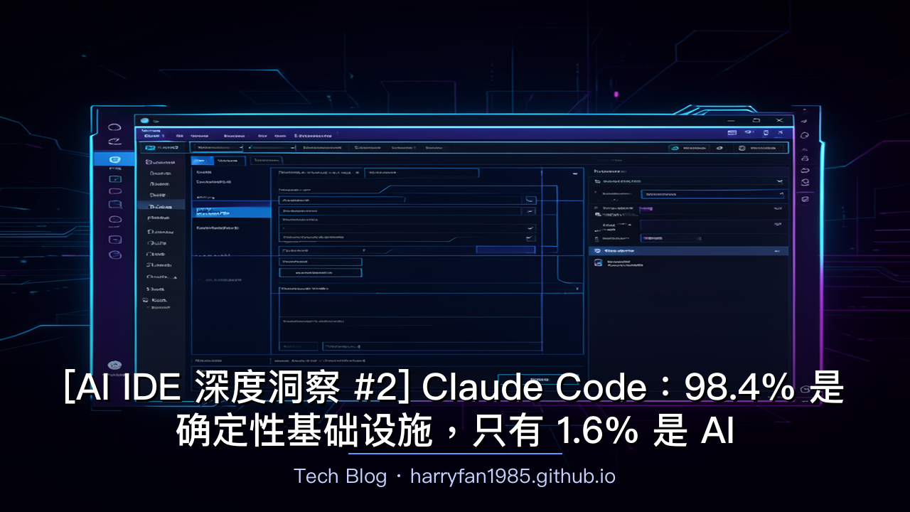 [AI IDE 深度洞察 #2] Claude Code：98.4% 是确定性基础设施，只有 1.6